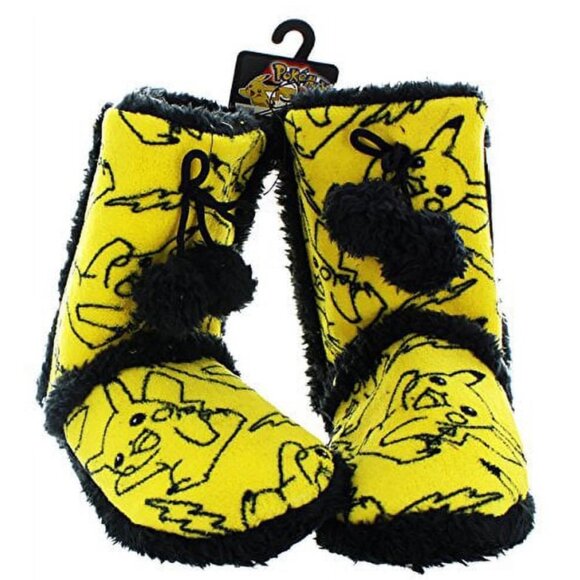 Pikachu Pokémon Plush Boot Slippers Womens Small 5-6 Memory Foam - Picture 1 of 6